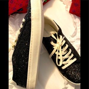 Black glitter sneakers